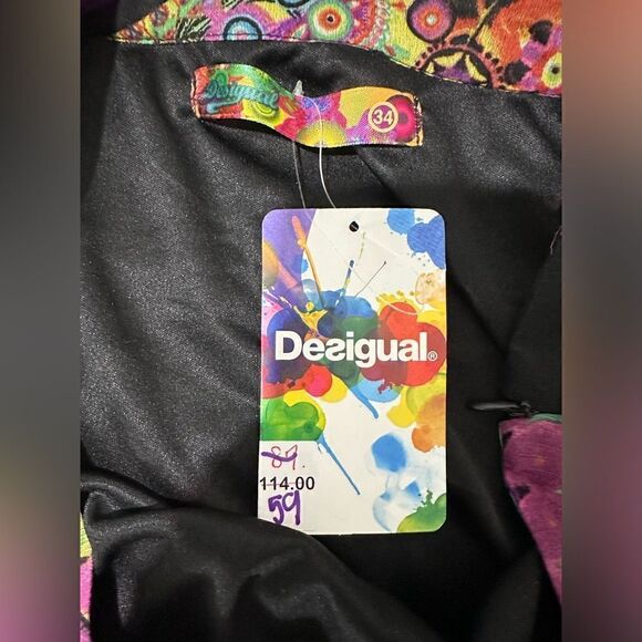 Desigual Viky Sheer Geometric Maxi Skirt 0 New with tags Retro Dopamine - Picture 7 of 9